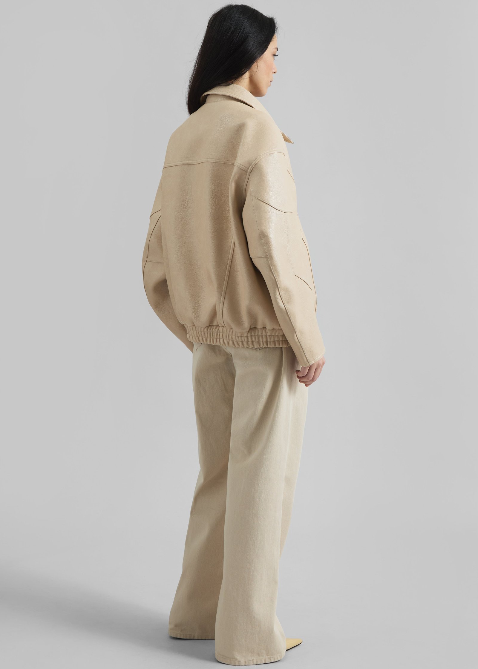 Enora Faux Leather Jacket - Cream - Image 6