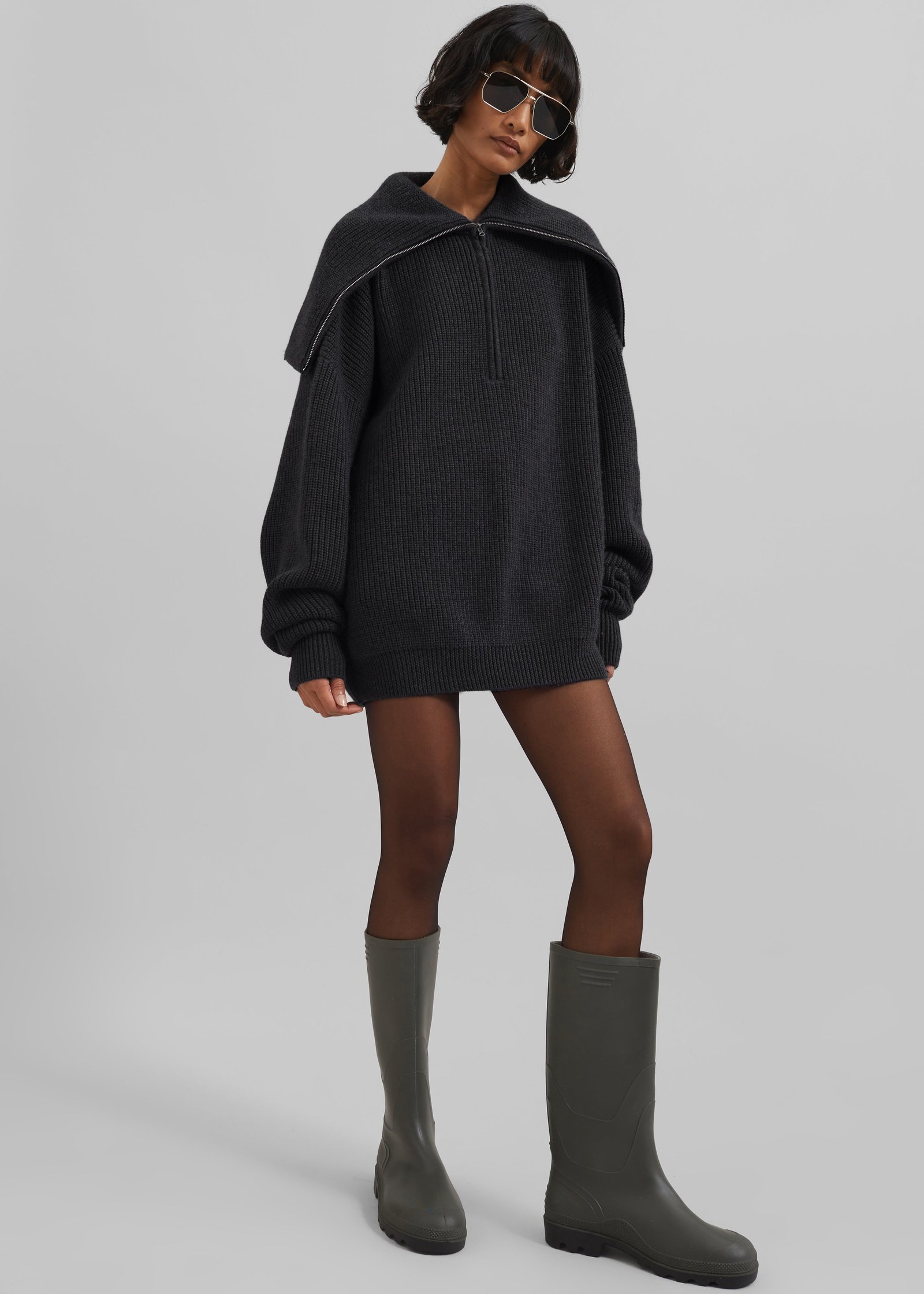 Hazel Oversized Wool Jumper - Dark Grey - Image 8