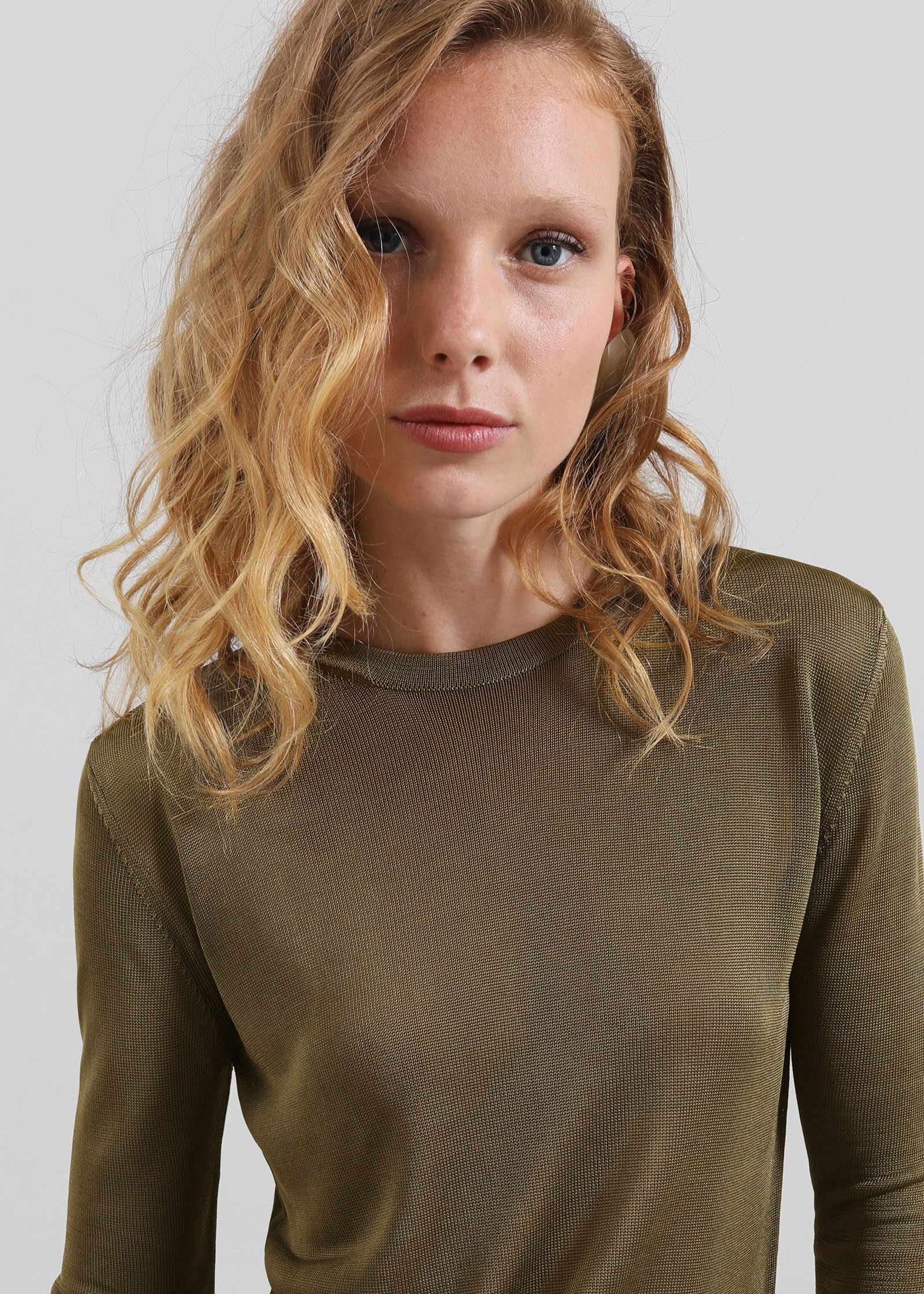 Kazel Thin Knit Top - Khaki - Image 2