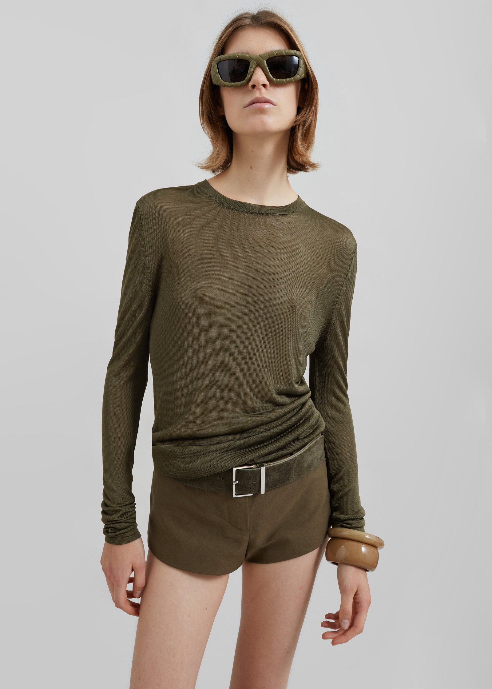 Kazel Thin Knit Top - Khaki - Image 6