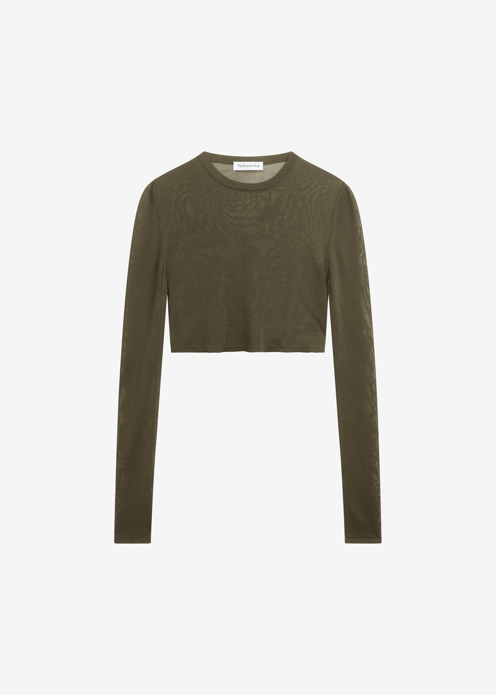 Kazel Cropped Thin Knit Top - Khaki - Image 7