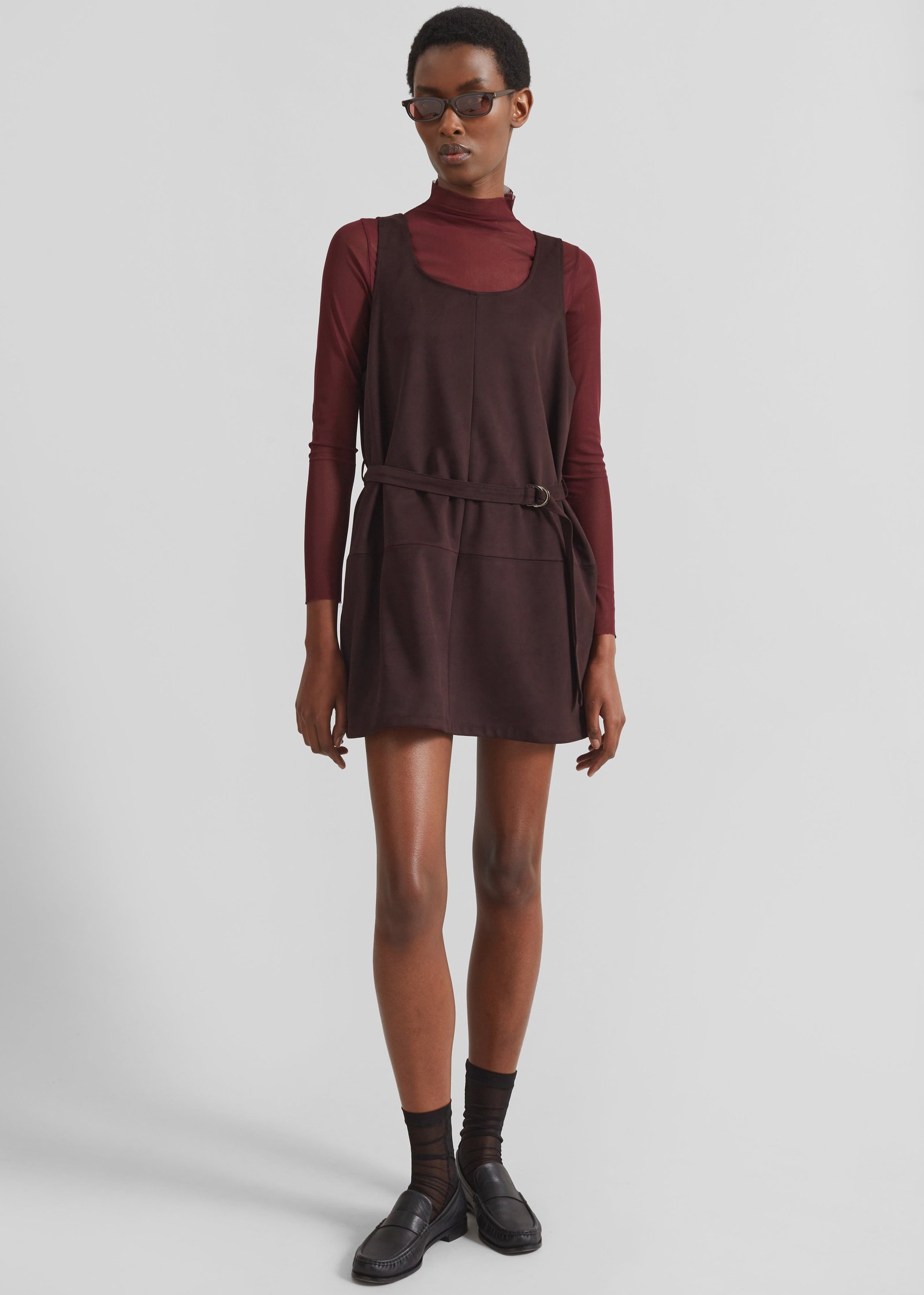 Kildare Faux Suede Dress - Plum - Image 2