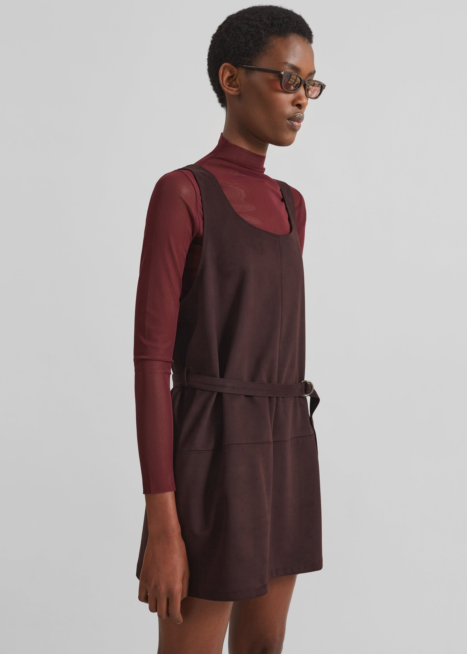 Kildare Faux Suede Dress - Plum - Image 3