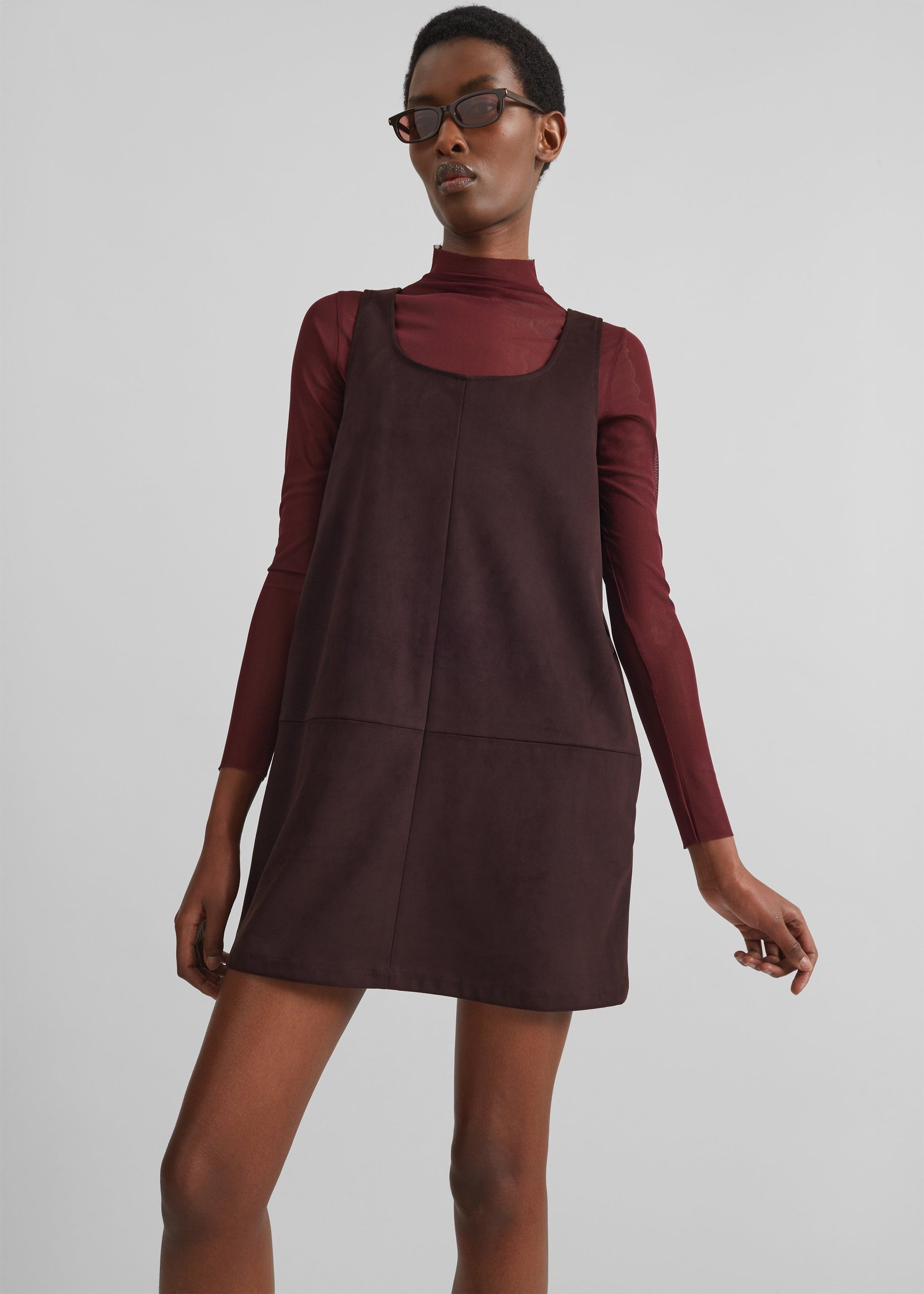 Kildare Faux Suede Dress - Plum - Image 7