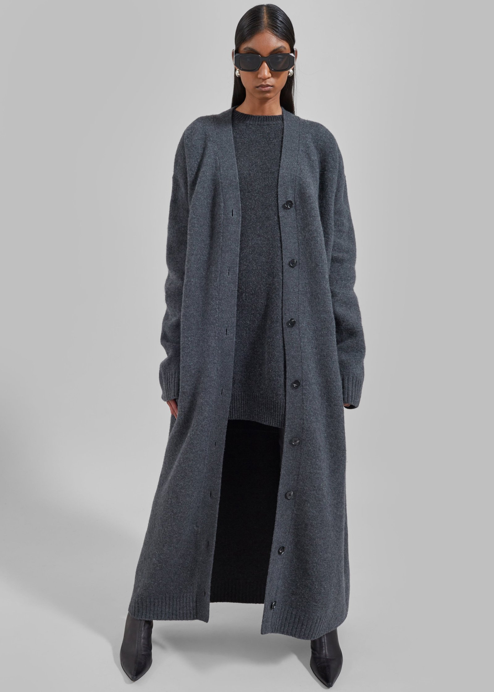 Maxime Knit Sweater Dress - Dark Grey Melange - Image 4