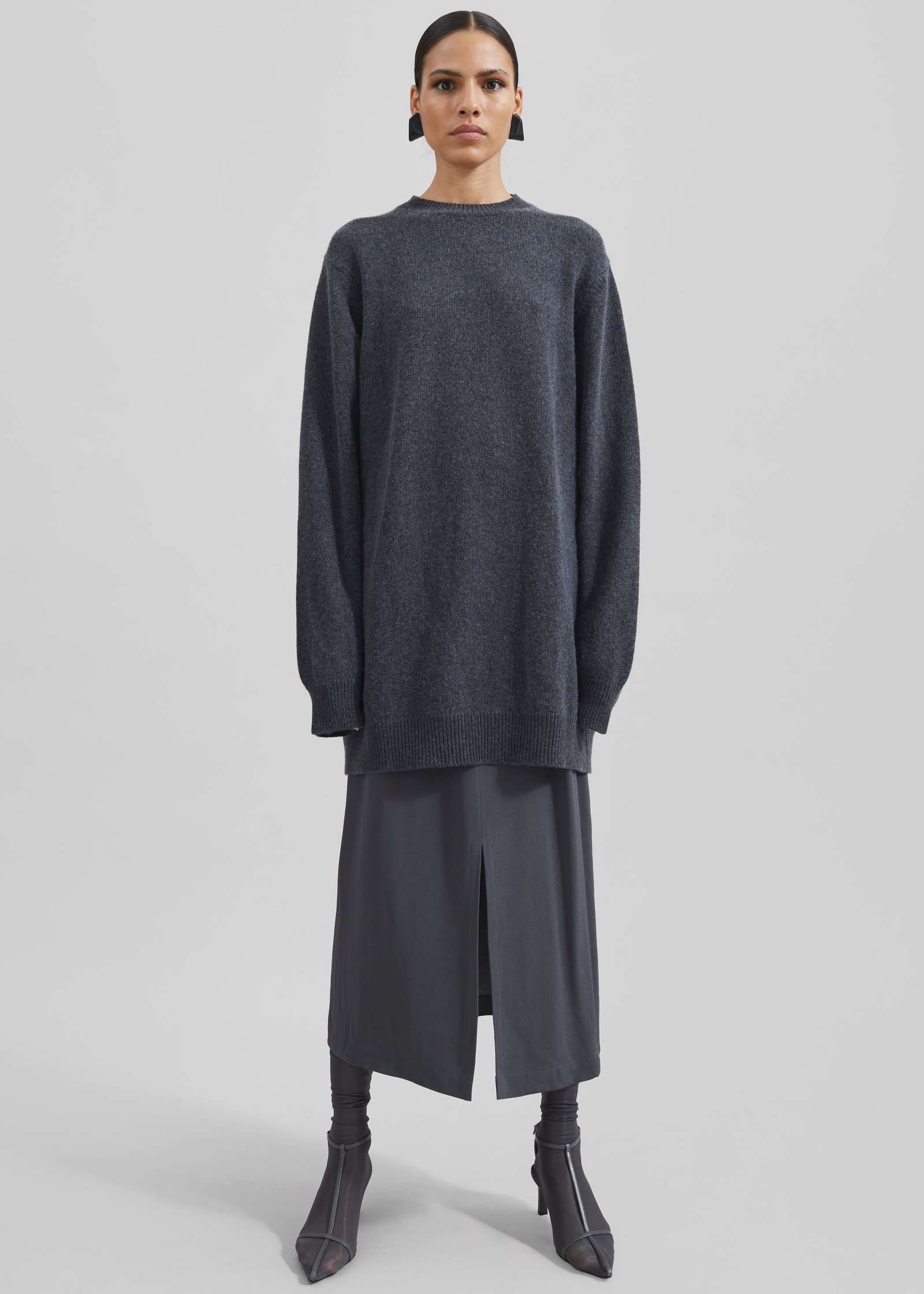 Maxime Knit Sweater Dress - Dark Grey Melange - Image 8