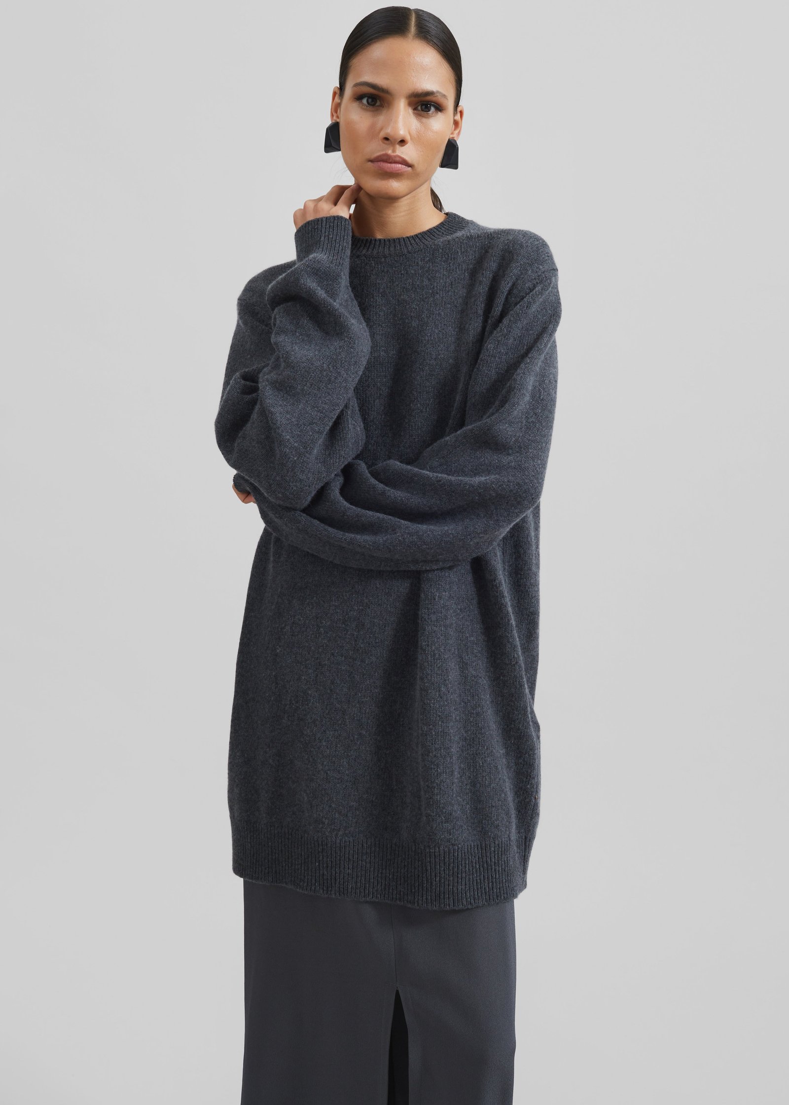 Maxime Knit Sweater Dress - Dark Grey Melange - Image 2
