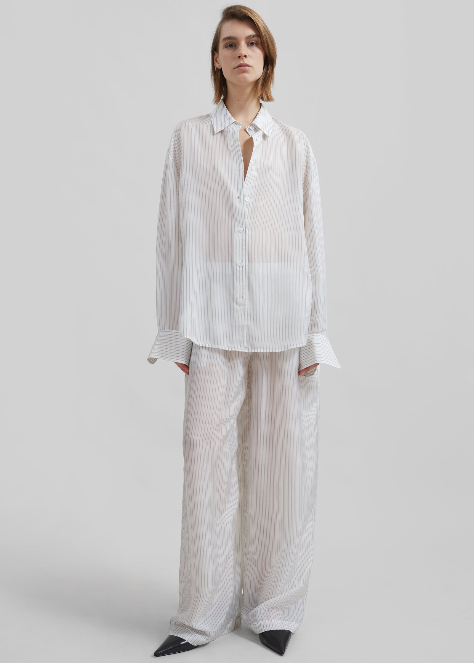 Peri Double Striped Shirt - White/Black Stripe