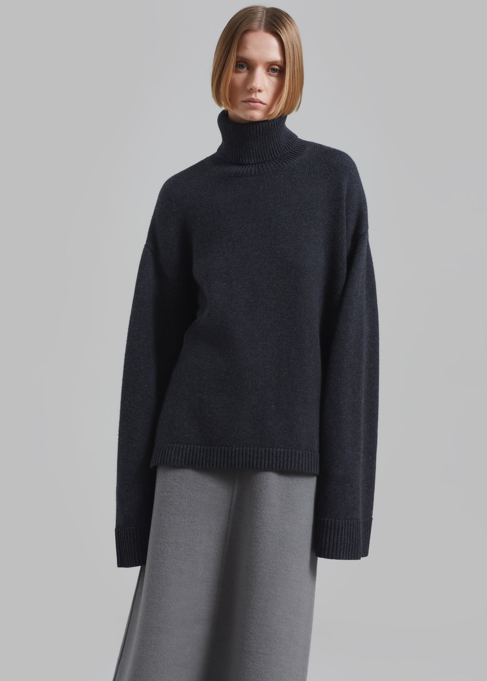 Rhea Trapeze Turtleneck - Charcoal - Image 2