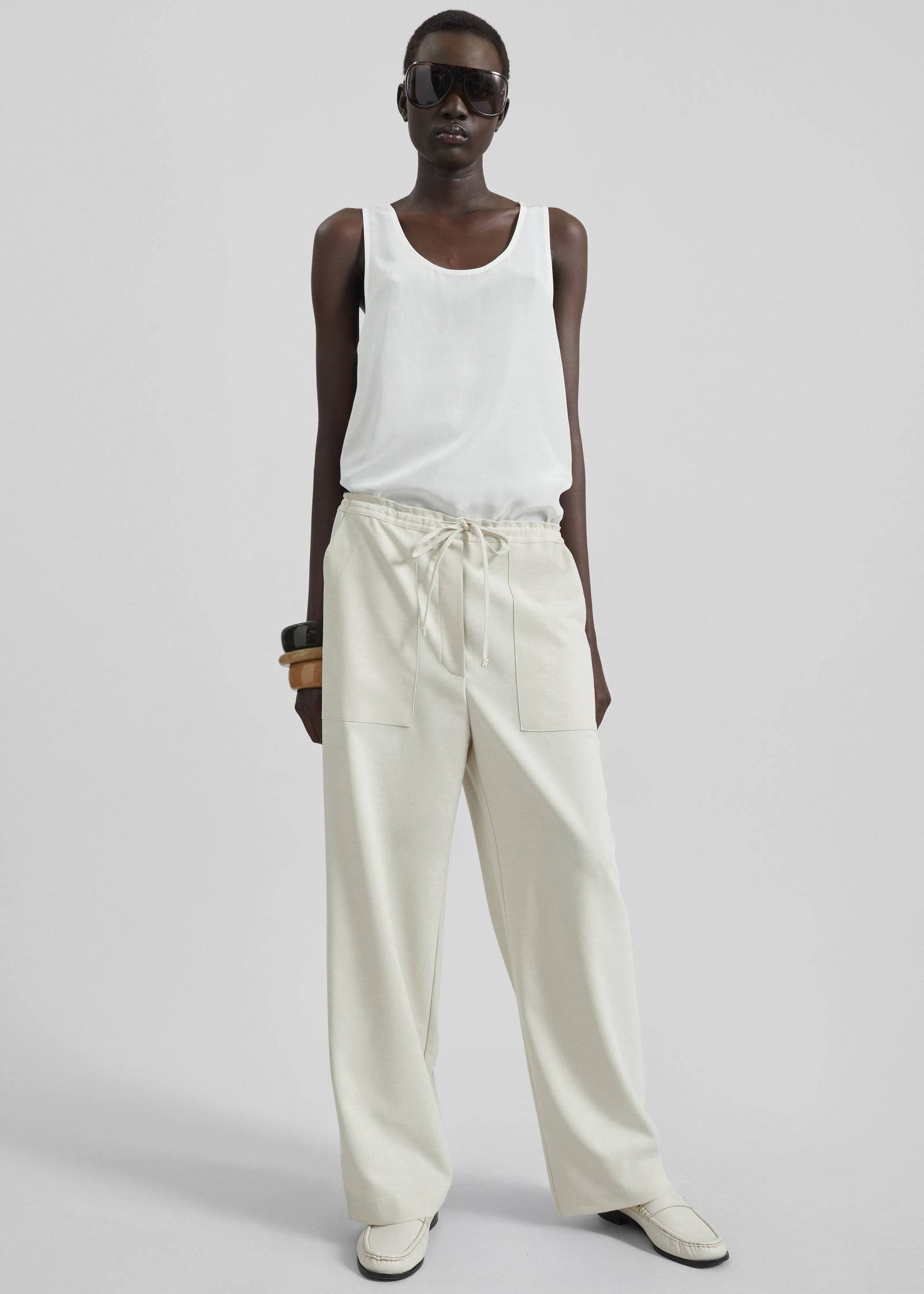 Ronne Straight Trousers - Cream - Image 4