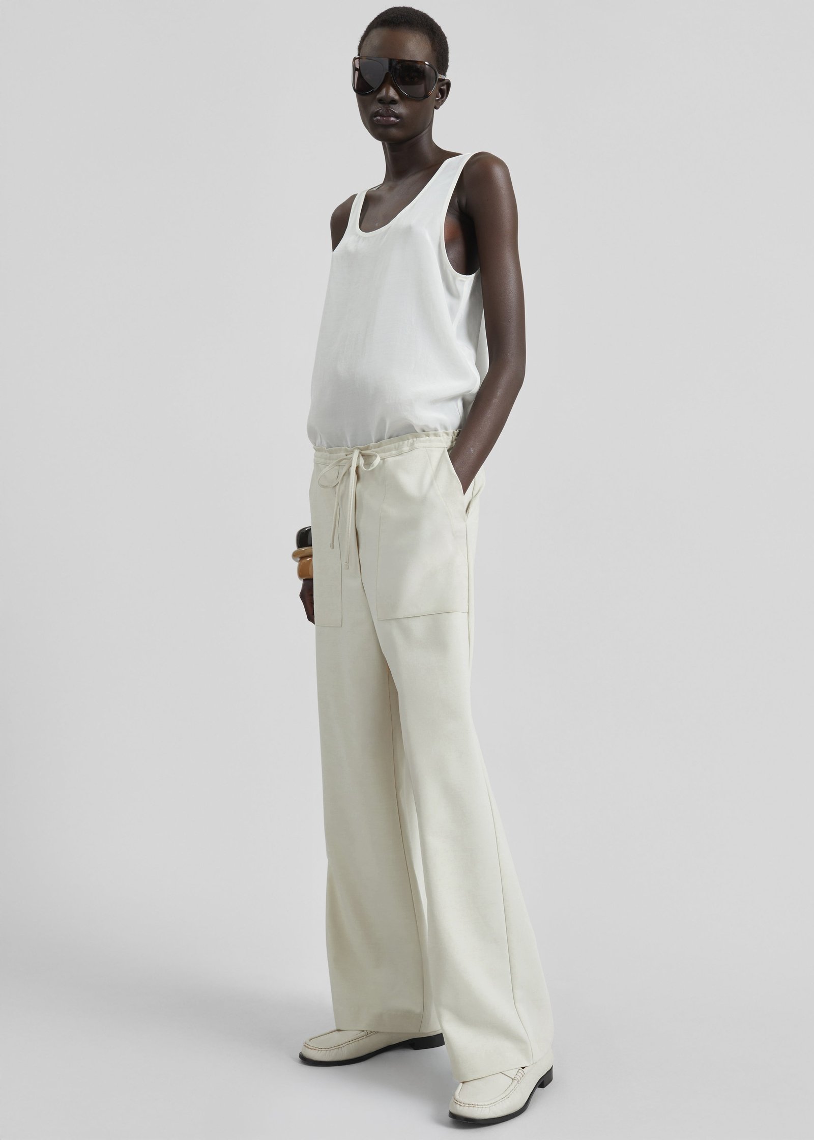 Ronne Straight Trousers - Cream - Image 5