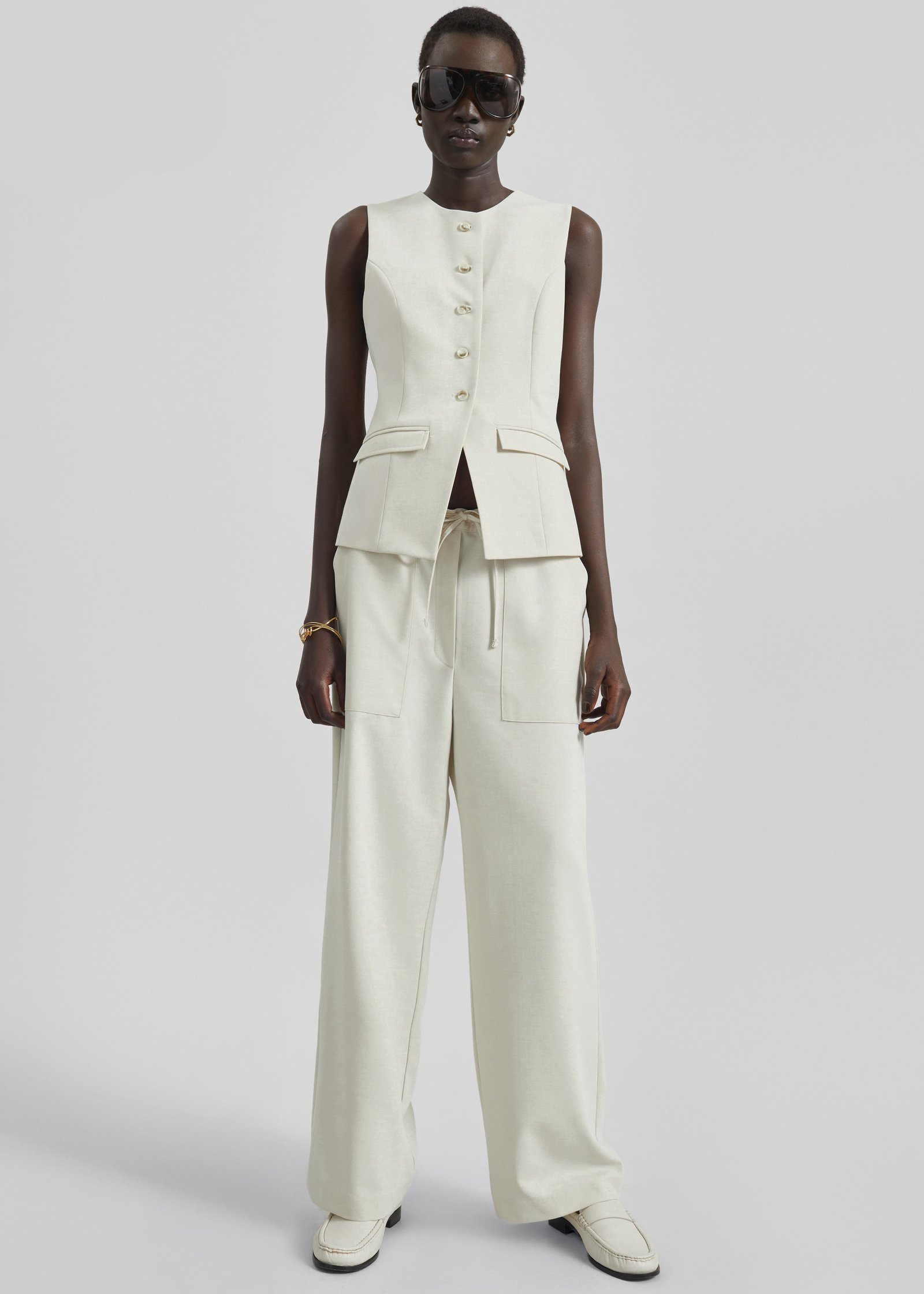 Ronne Straight Trousers - Cream - Image 6