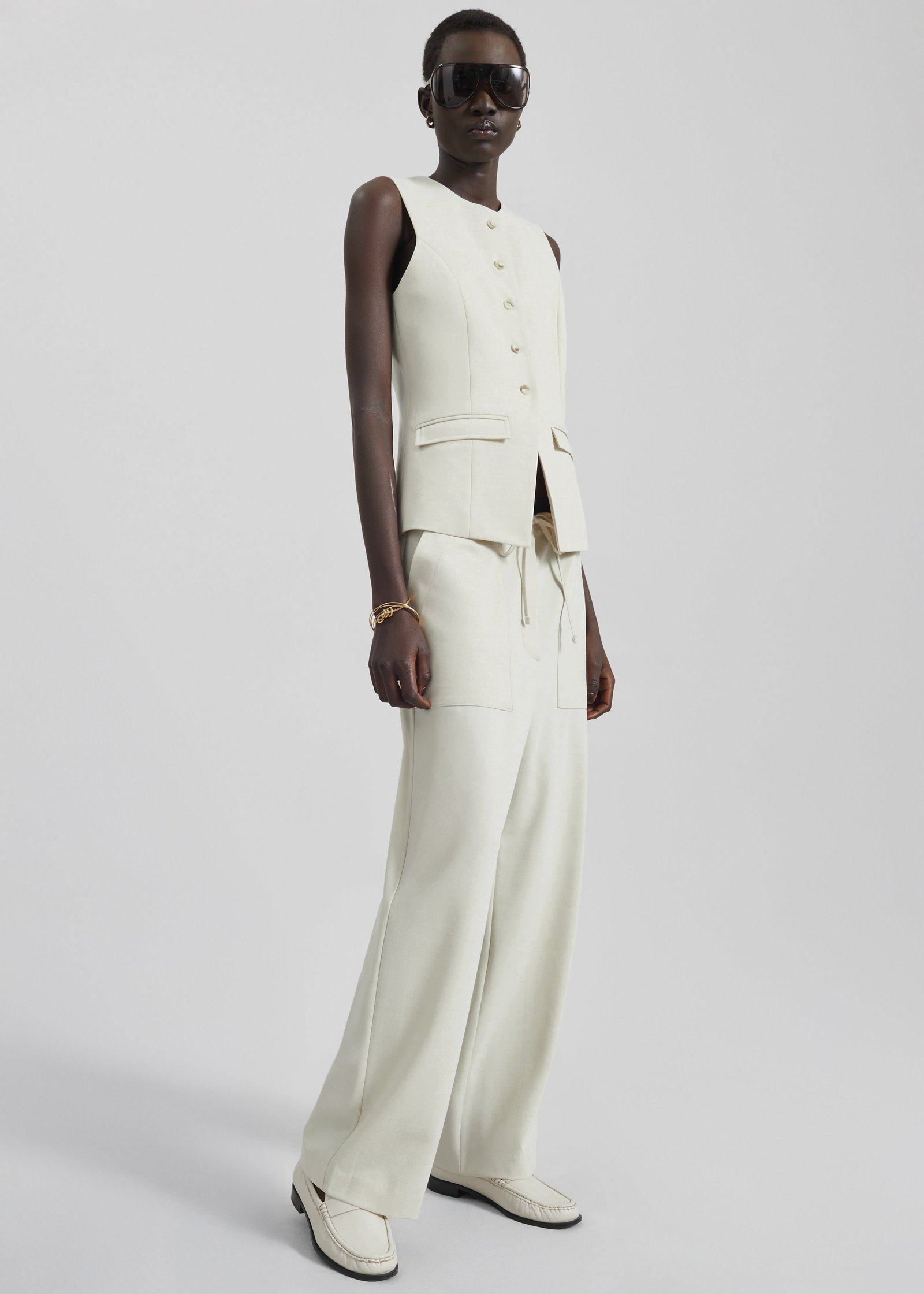 Ronne Straight Trousers - Cream