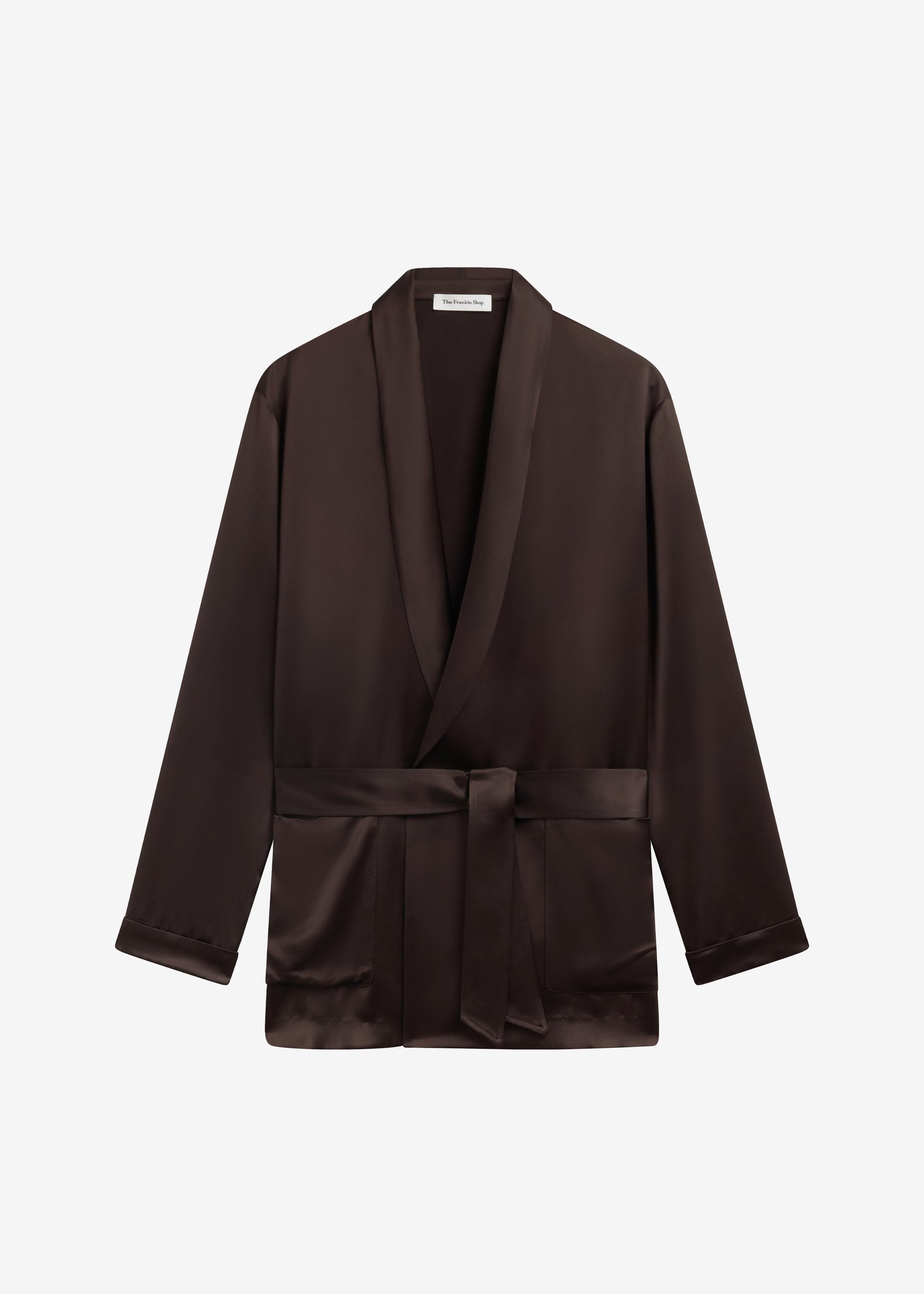 Scarlett Satin Kimono Jacket - Brown - Image 8