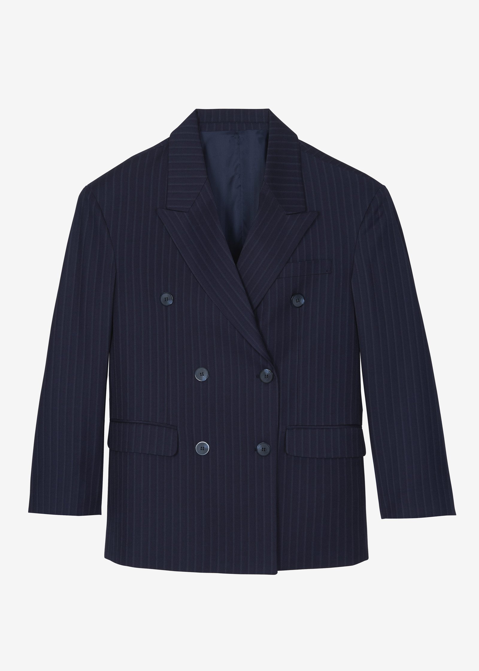 Tarbert Double-Breasted Blazer - Navy Pinstripe - Image 7