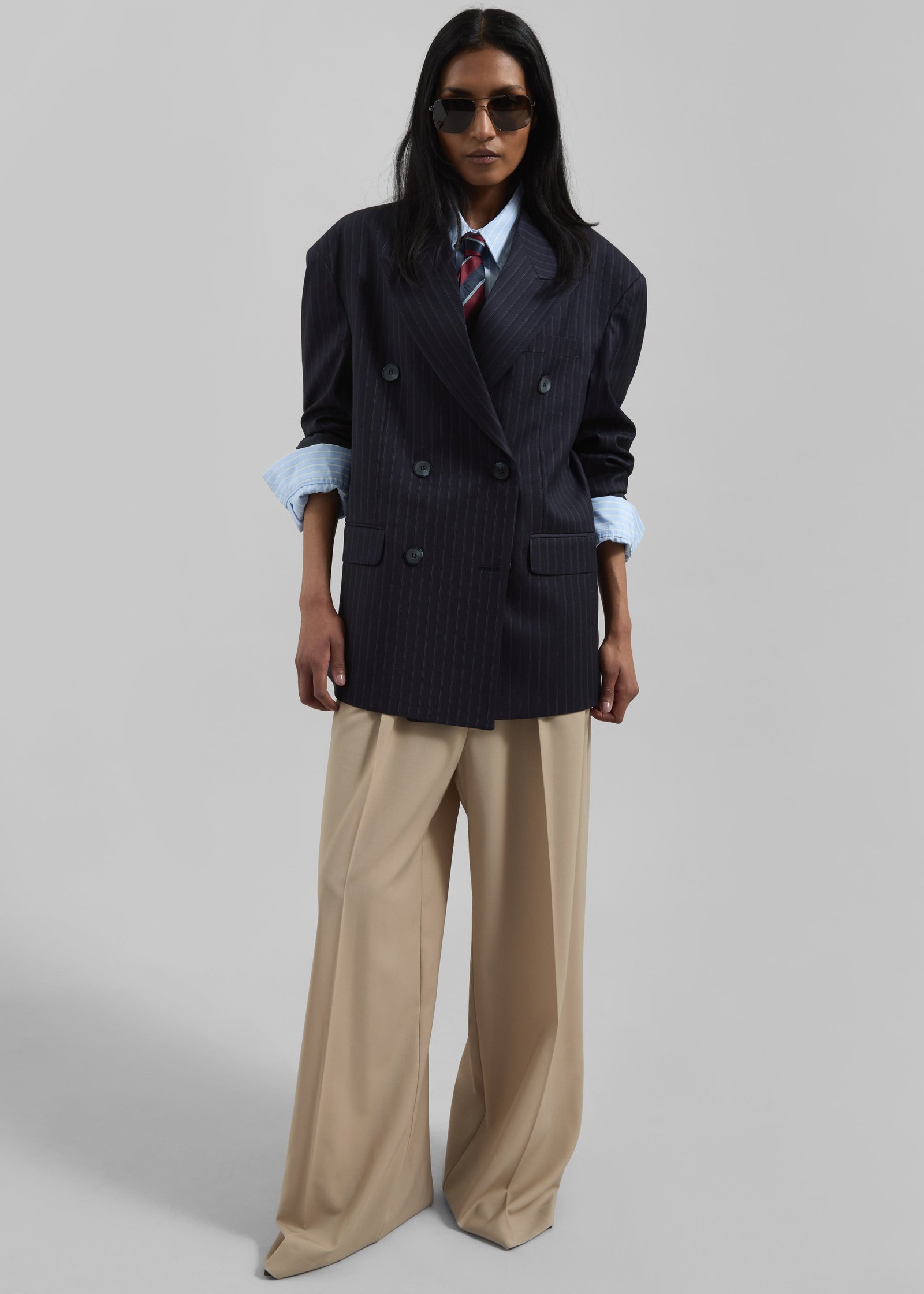 Tarbert Double-Breasted Blazer - Navy Pinstripe - Image 2